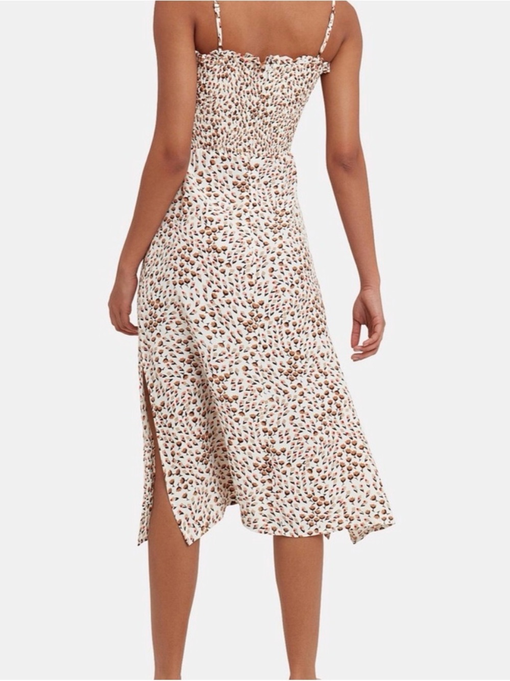 Faithfull The Brand Solange Midi Dress Cream Floral Smocked Bodice Size Lđ¤ - Picture 4 of 15